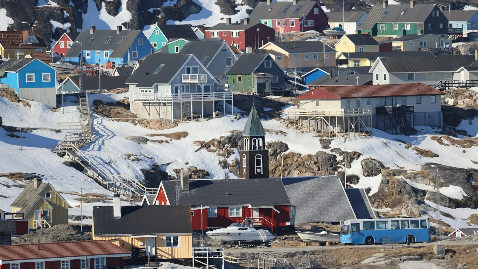 Colourful houses in a Greenland town