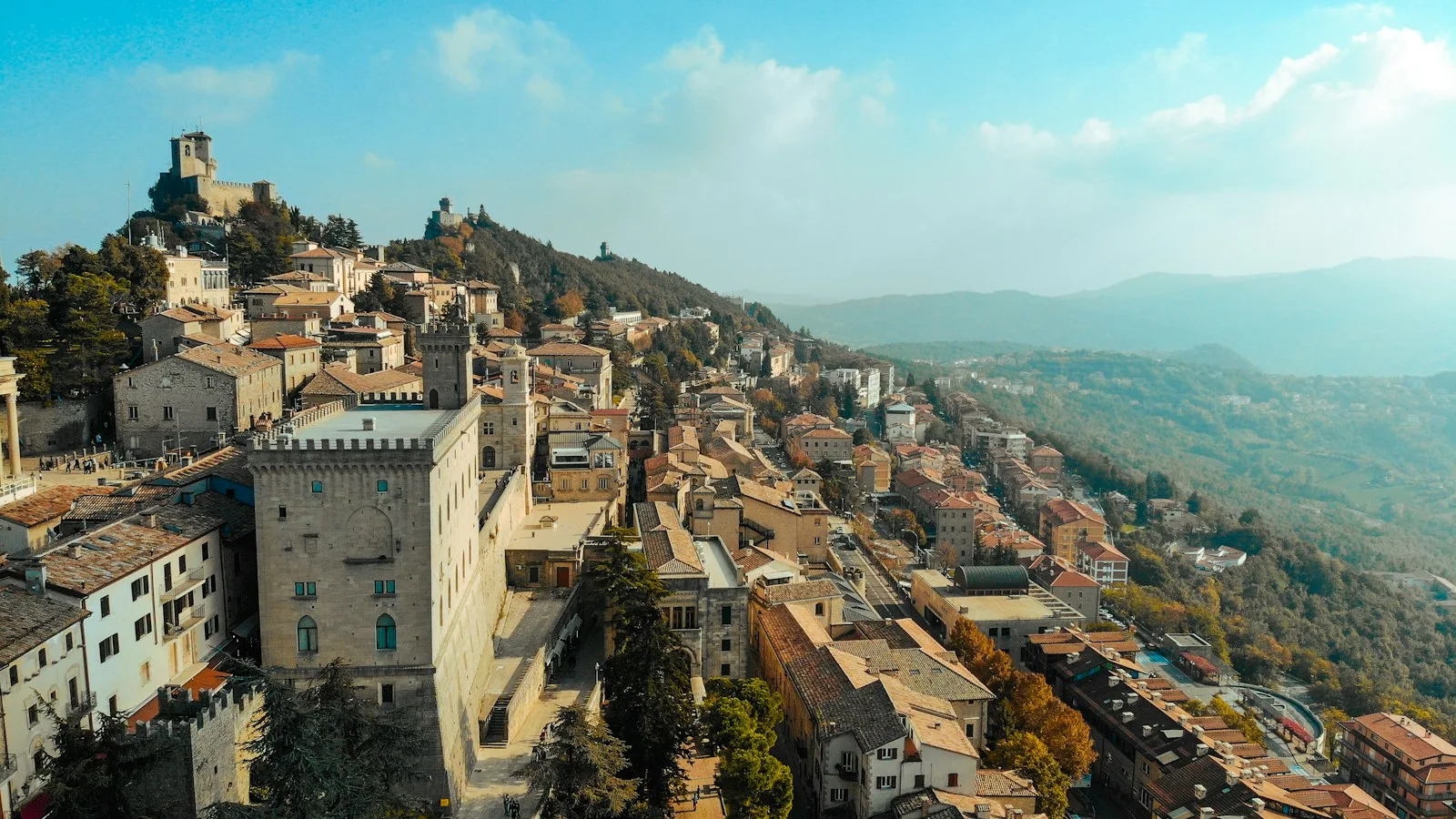 The historic centre of San Marino on Monte Titano