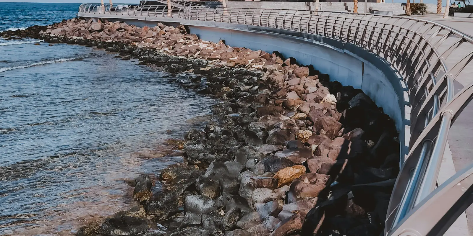 Jeddah's Corniche is the main gateway many travelers pass through on the way to Mecca or Medina Jeddah's waterfront mosque along the Corniche, the coastal promenade that welcomes many pilgrims and tourists arriving through the city