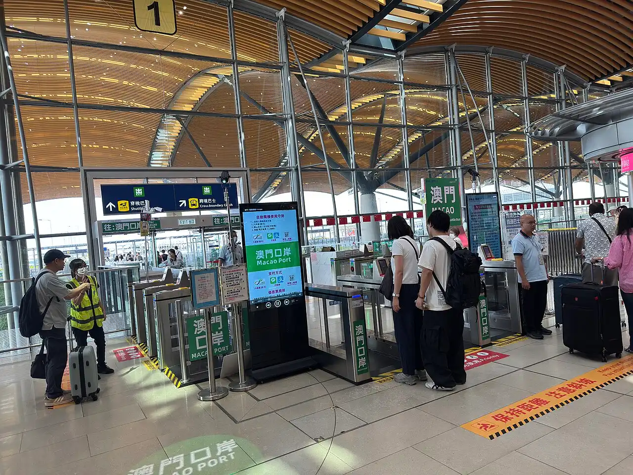 Macau-bound shuttle entrance at the HZMB Hong Kong Port