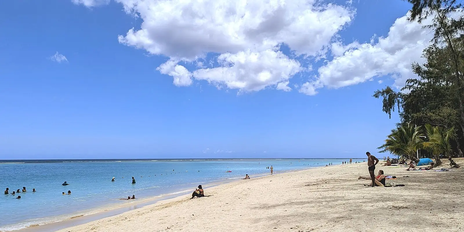 A sandy beach and lagoon in Mauritius