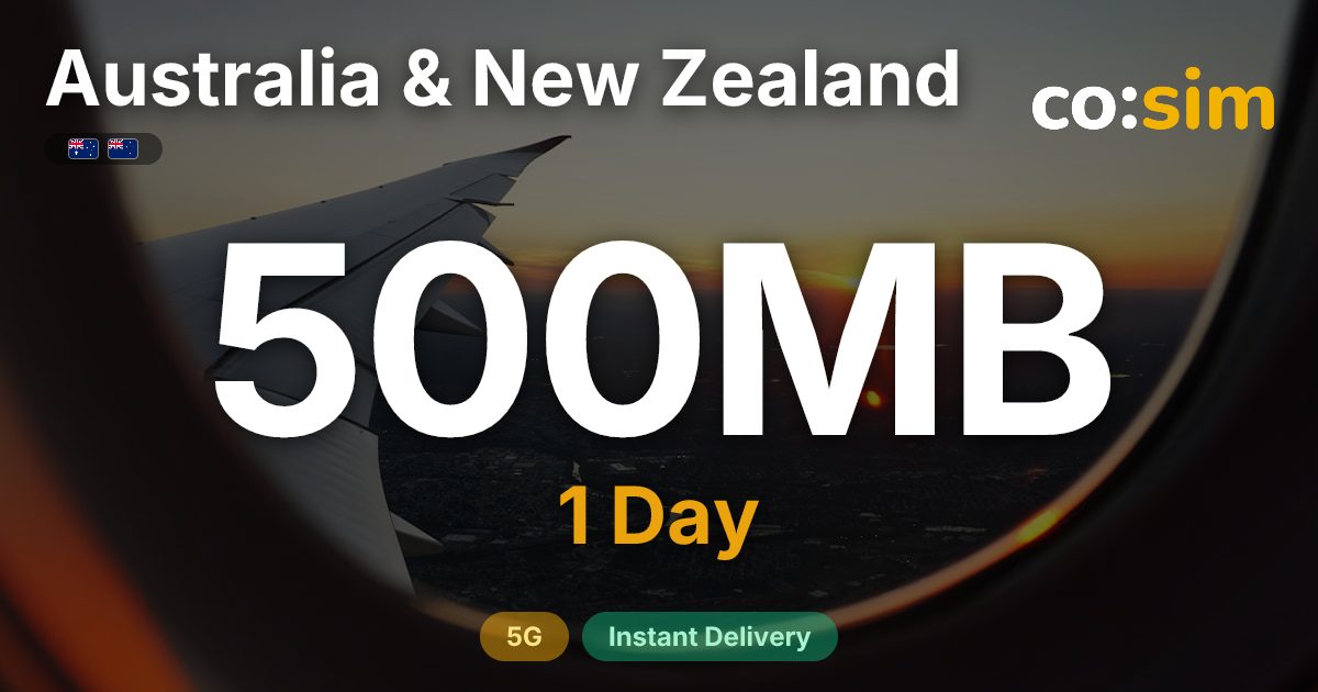 Australia & New Zealand eSIM — 500MB+∞