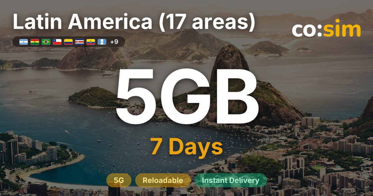 Latin America (17 areas) eSIM — 5GB