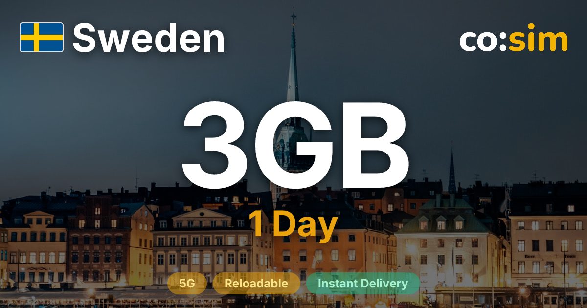 스웨덴 eSIM — 3GB+∞