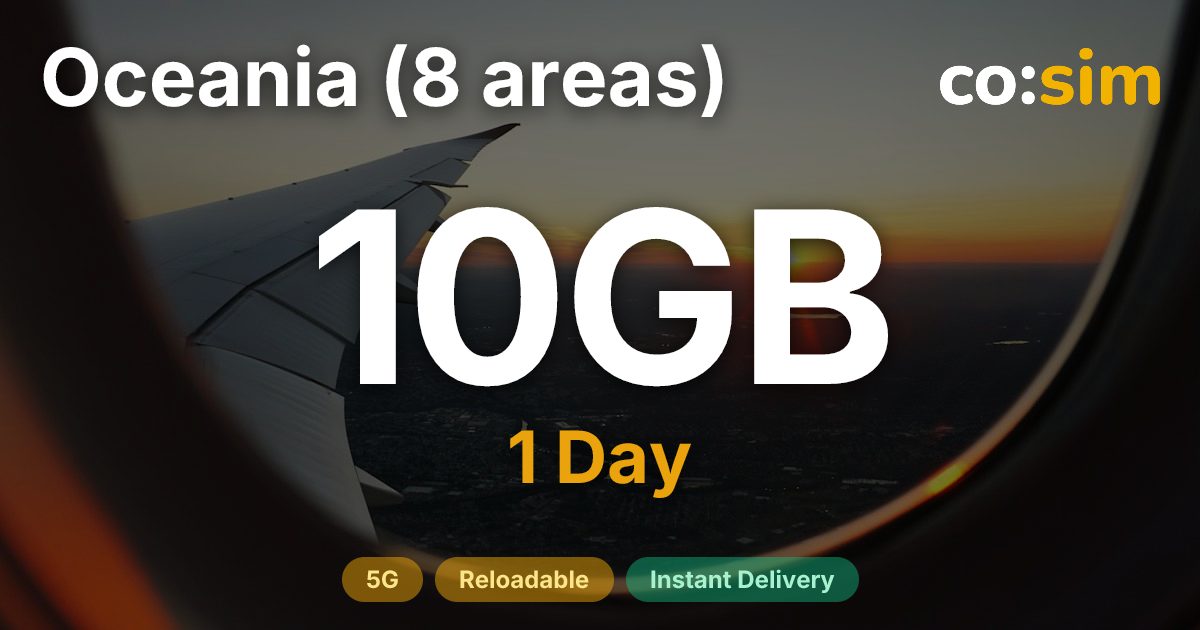 オセアニア8地域 eSIM — 10GB+∞