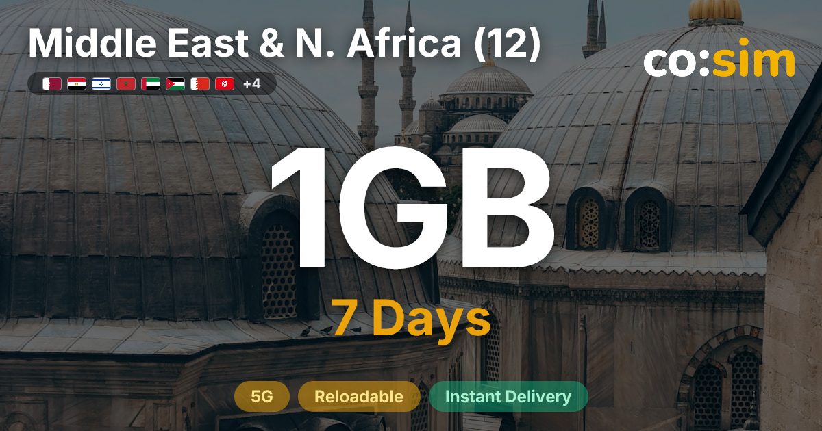 Middle East & North Africa (12) eSIM — 1GB