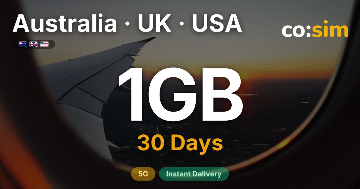 Australia · UK · USA eSIM — 1GB