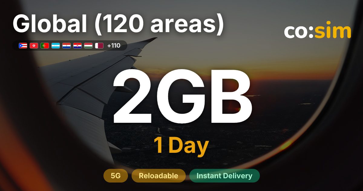 Global (120 areas) eSIM — 2GB+∞