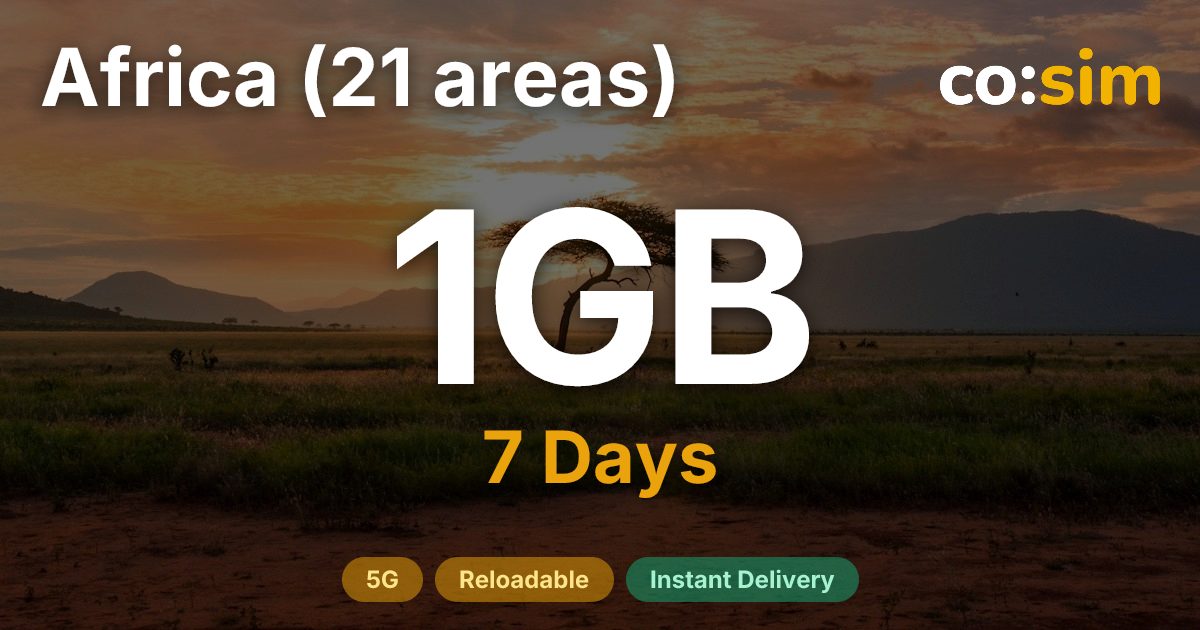 Afrique (21 destinations) eSIM — 1GB