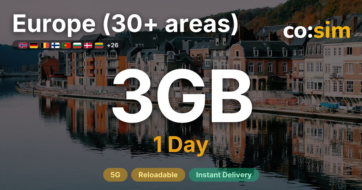 ヨーロッパ30+地域 eSIM — 3GB+∞