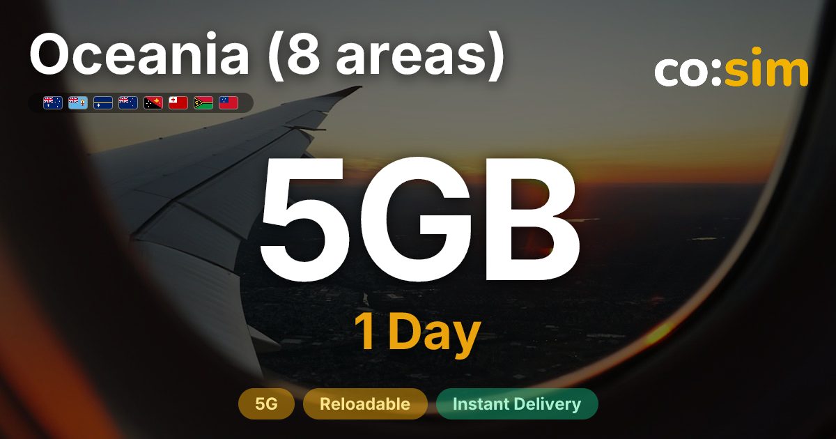 Ozeanien (8 Gebiete) eSIM — 5GB+∞