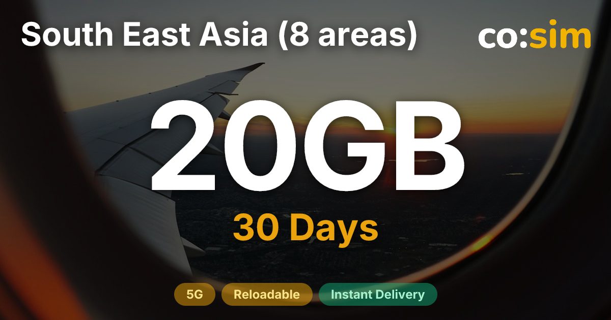 東南アジア8地域 eSIM — 20GB