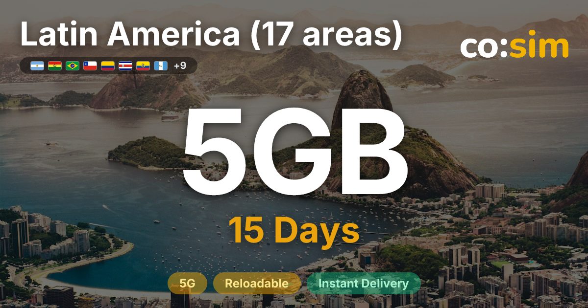 Latin America (17 areas) eSIM — 5GB