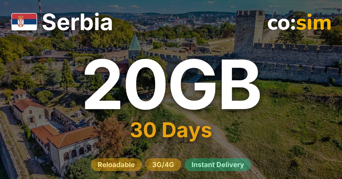 Serbie eSIM — 20GB