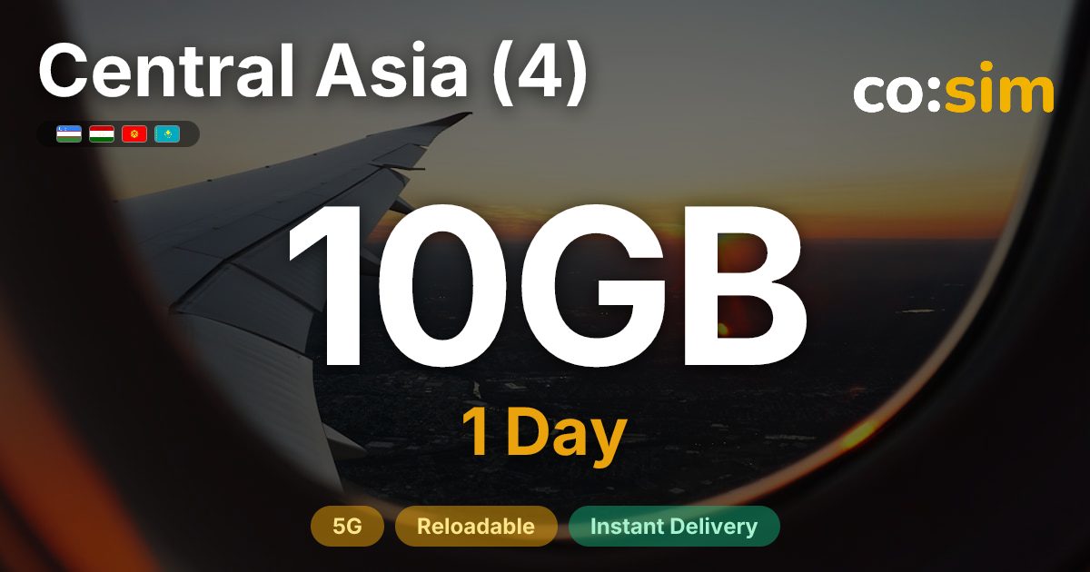 Central Asia (4, incl. Tajikistan) eSIM — 10GB+∞