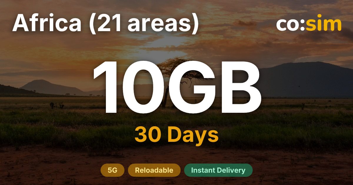 アフリカ21地域 eSIM — 10GB