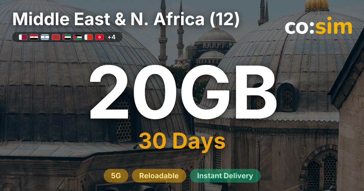 Middle East & North Africa (12) eSIM — 20GB