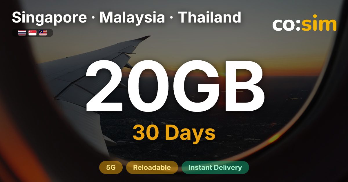 Singapore, Malaysia & Thailand eSIM — 20GB