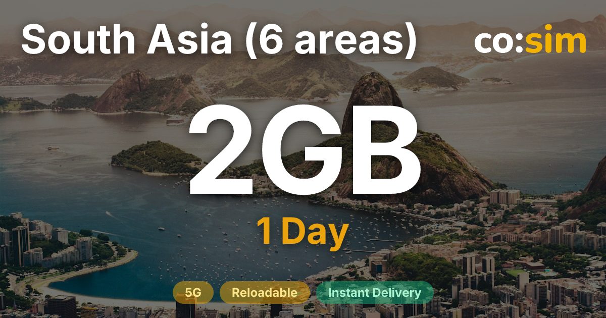 Asie du Sud (6 destinations) eSIM — 2GB+∞