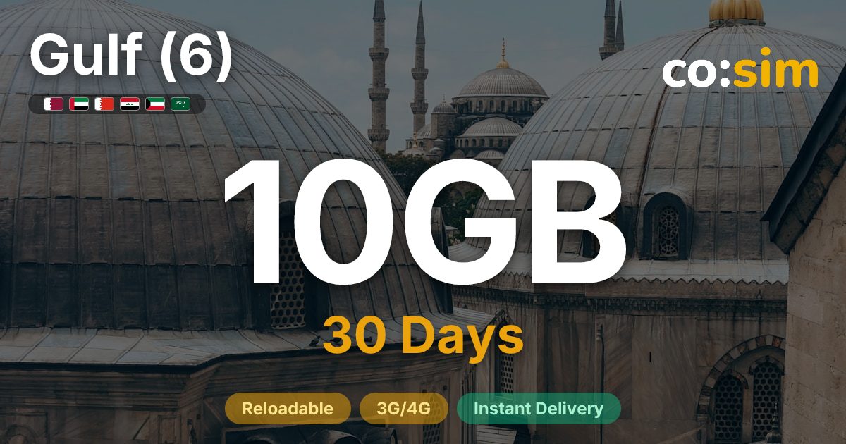 Gulf (6, incl. Iraq) eSIM — 10GB