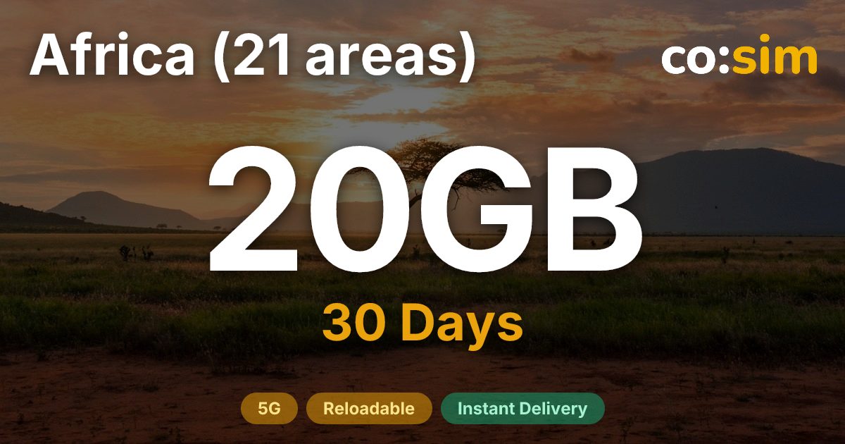 아프리카 21개 지역 eSIM — 20GB