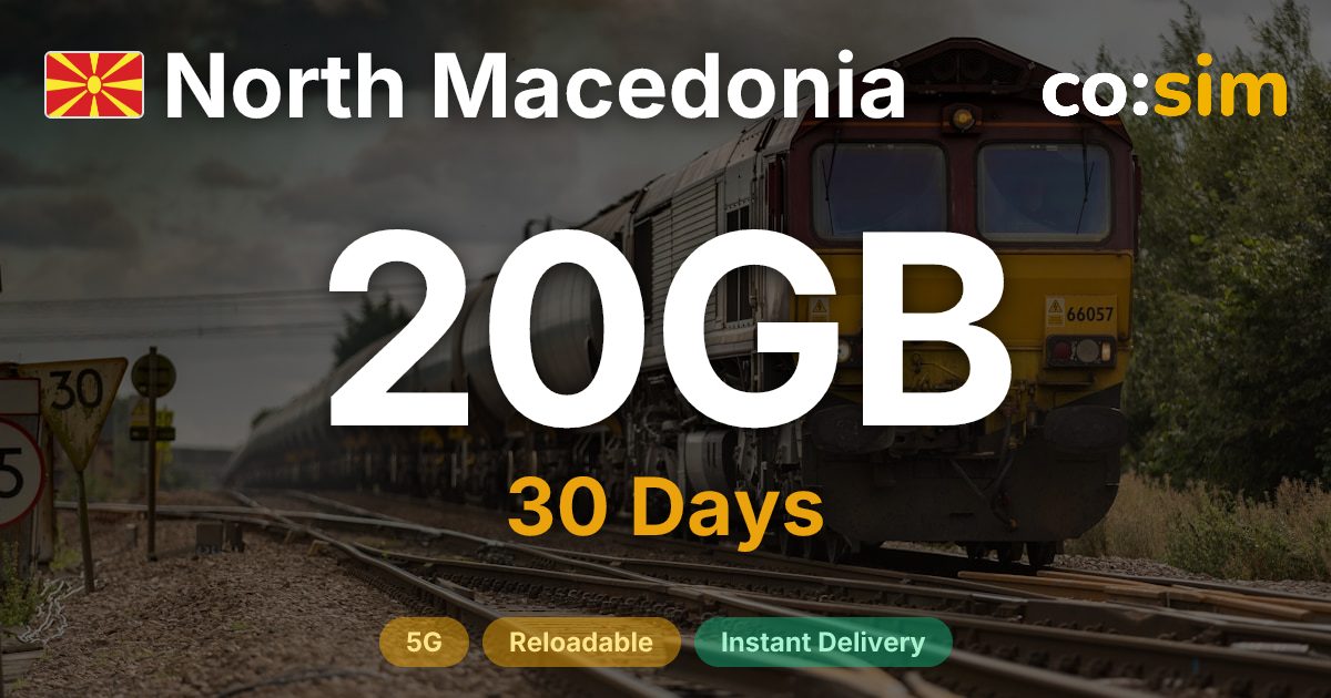 North Macedonia eSIM — 20GB