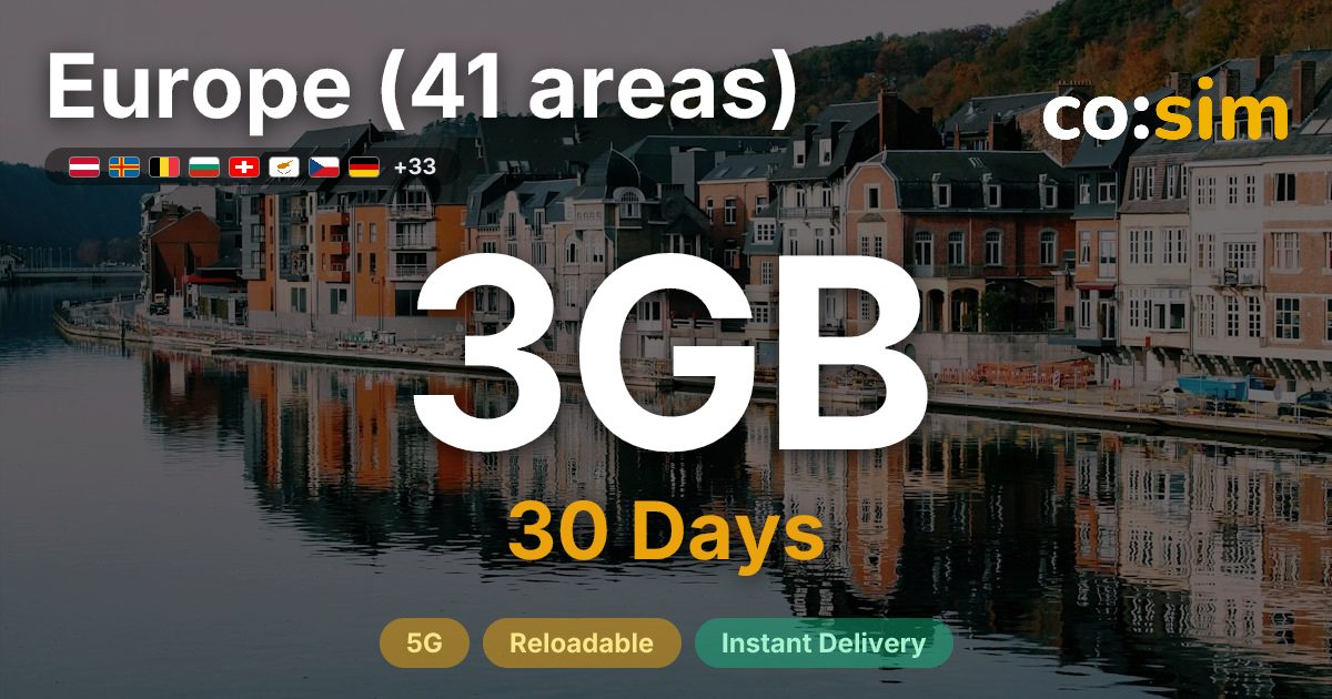 Europa (41 Gebiete) eSIM — 3GB