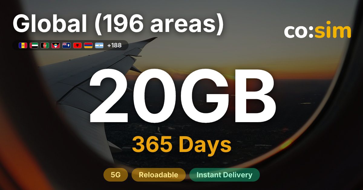 Global (196 areas) eSIM — 20GB