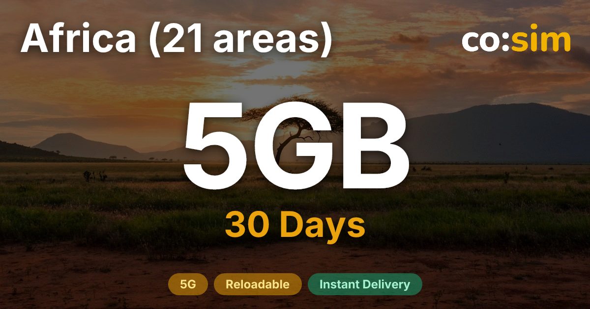 アフリカ21地域 eSIM — 5GB