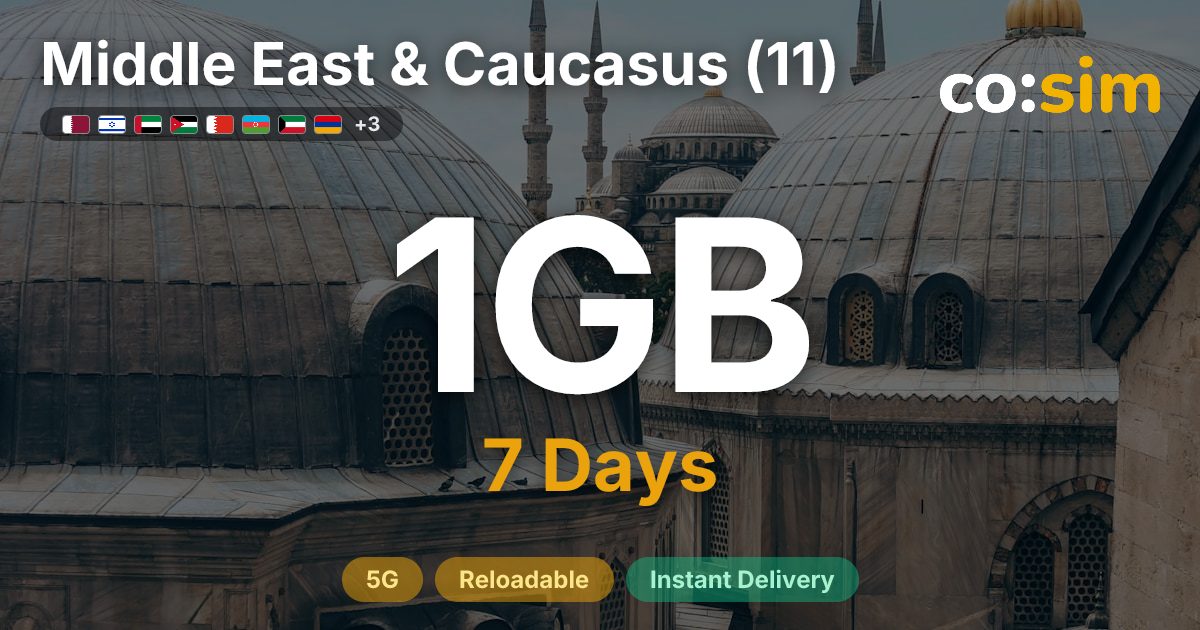 Middle East & Caucasus (11) eSIM — 1GB