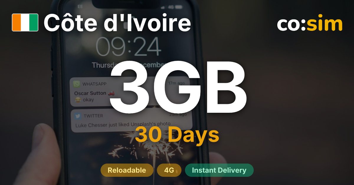 Costa de Marfil eSIM — 3GB