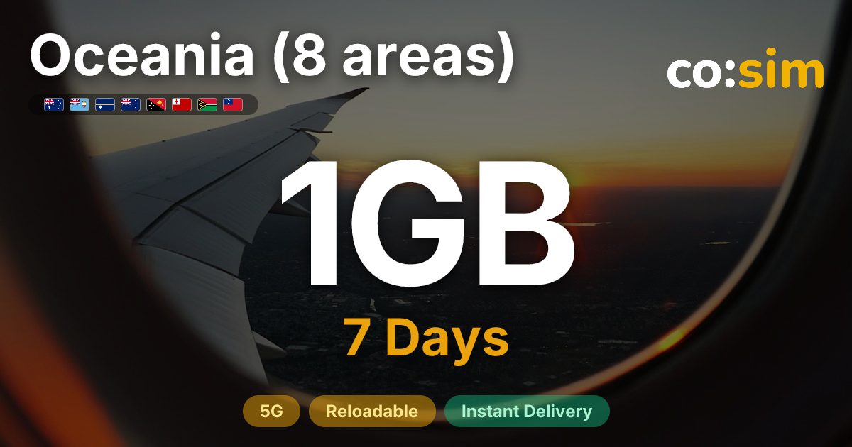 Oceania (8 areas) eSIM β 1GB