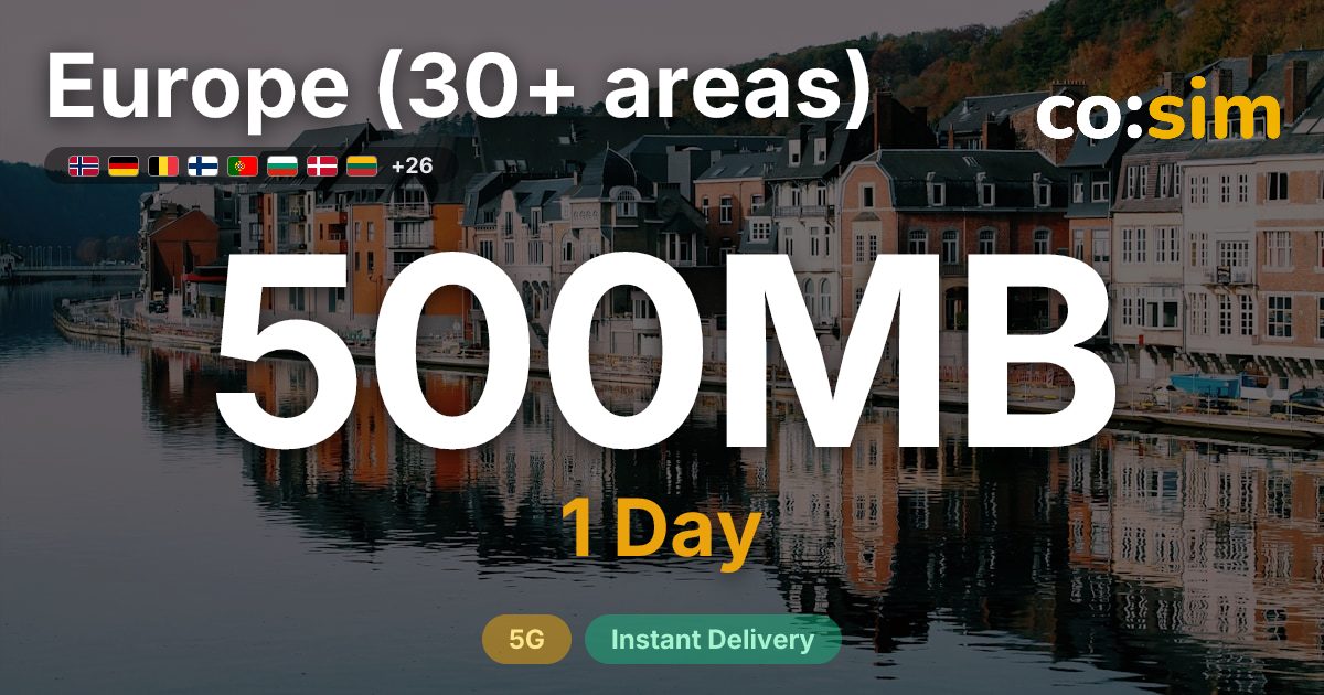 ヨーロッパ30+地域 eSIM — 500MB+∞