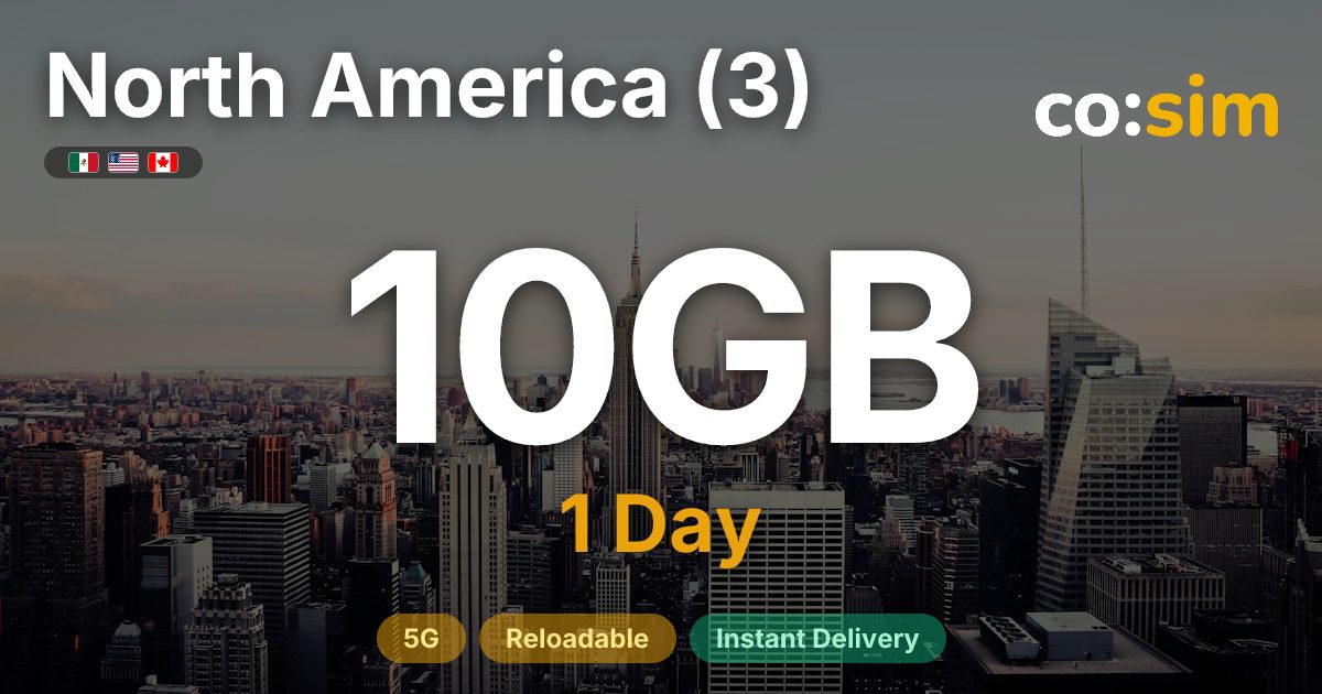 North America (US · CA · MX) eSIM — 10GB+∞
