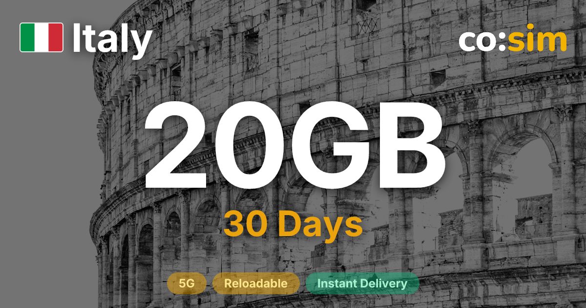 Italy eSIM — 20GB