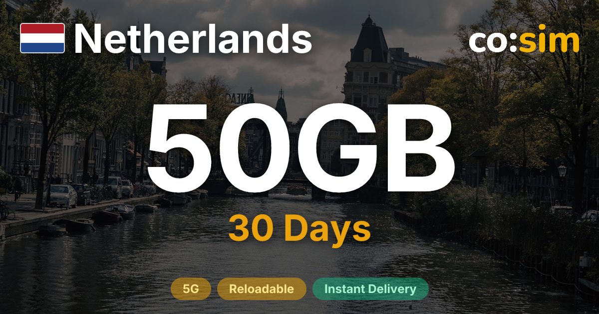 Netherlands eSIM — 50GB