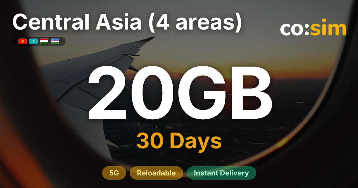 Central Asia (4 areas) eSIM β 20GB