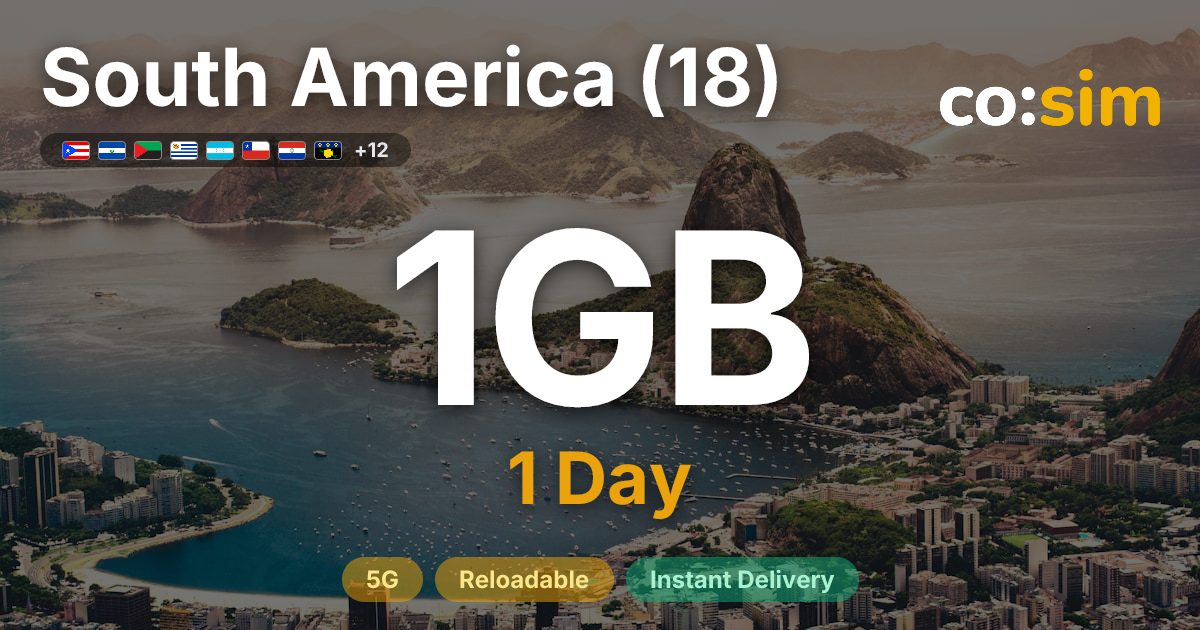 South America (18) eSIM — 1GB+∞