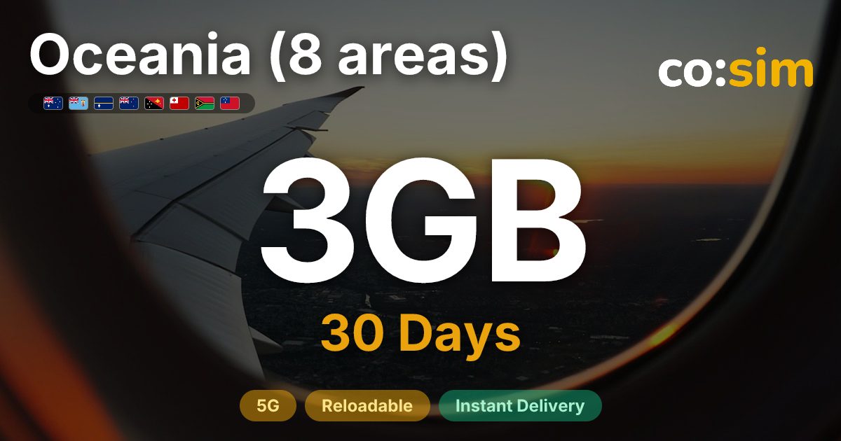 Ozeanien (8 Gebiete) eSIM — 3GB