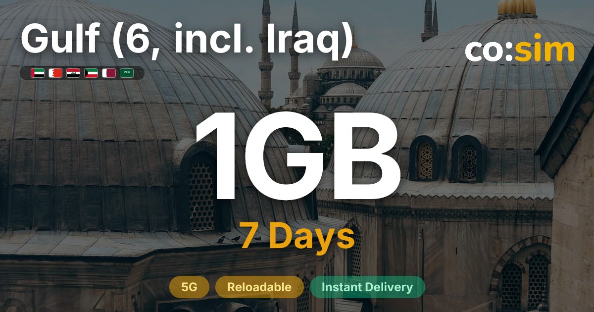 Golf (6, inkl. Irak) eSIM — 1GB