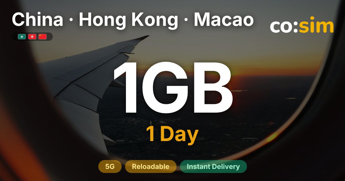 China · Hong Kong · Macao eSIM — 1GB+∞