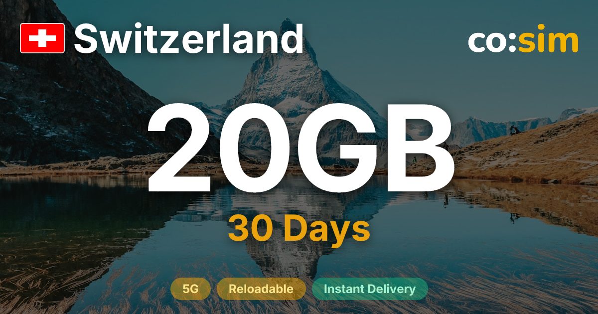 Switzerland eSIM — 20GB