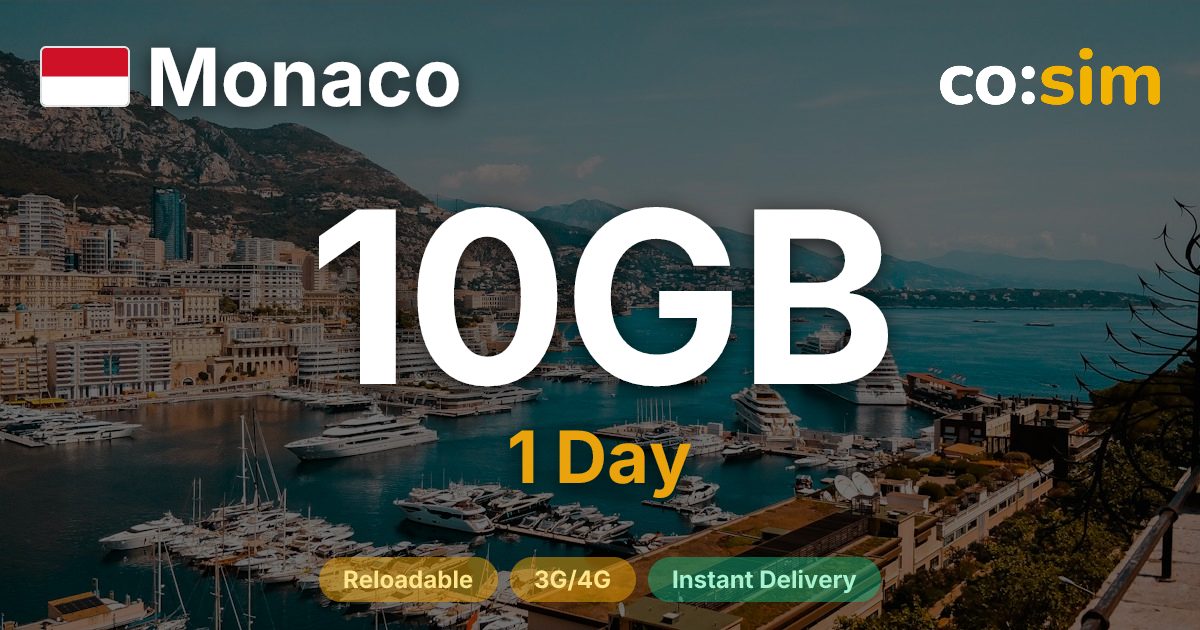 모나코 eSIM — 10GB+∞
