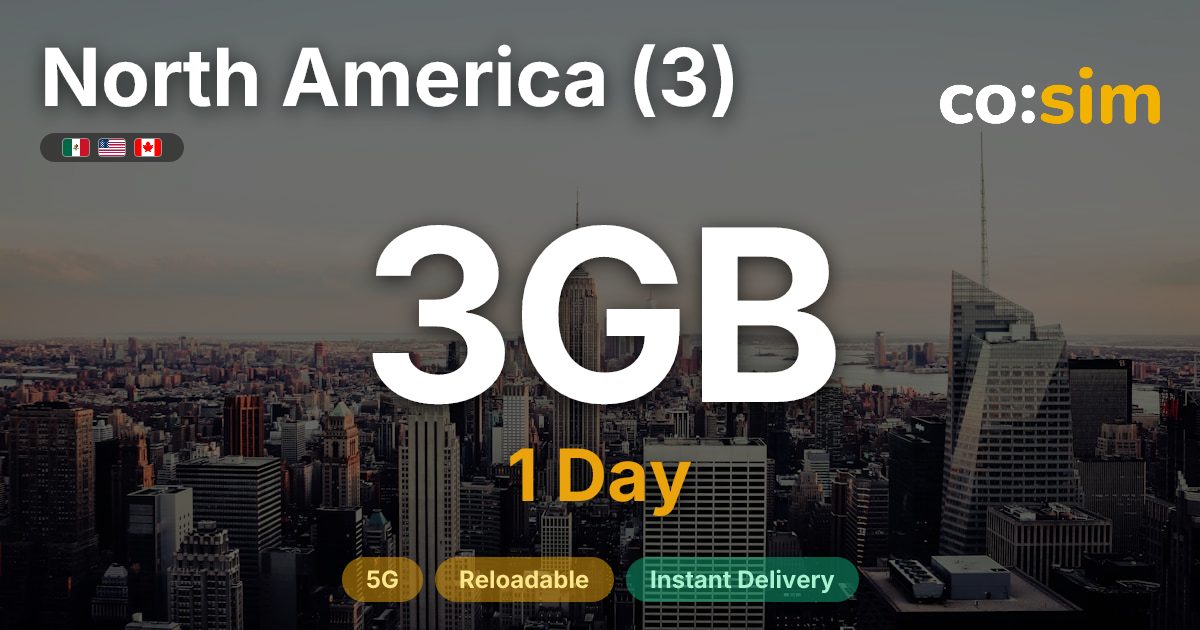 North America (US · CA · MX) eSIM — 3GB+∞