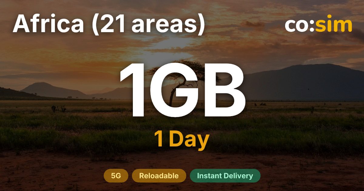 アフリカ21地域 eSIM — 1GB+∞