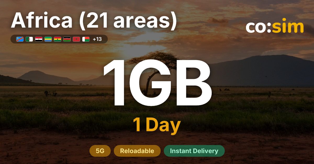 Afrika (21 Gebiete) eSIM — 1GB+∞