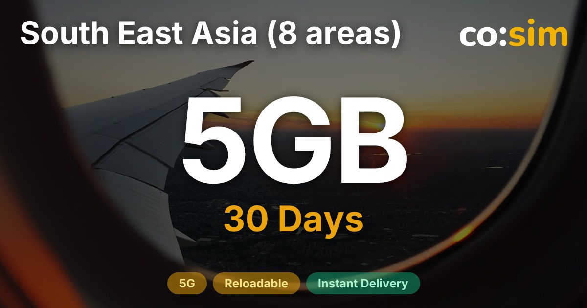 Asie du Sud-Est (8 destinations) eSIM — 5GB