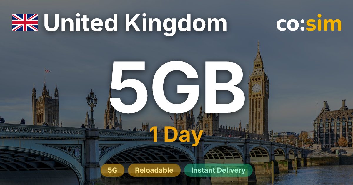 イギリス eSIM — 5GB+∞