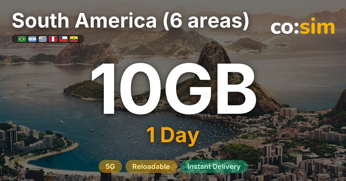 South America (6) eSIM — 10GB+∞