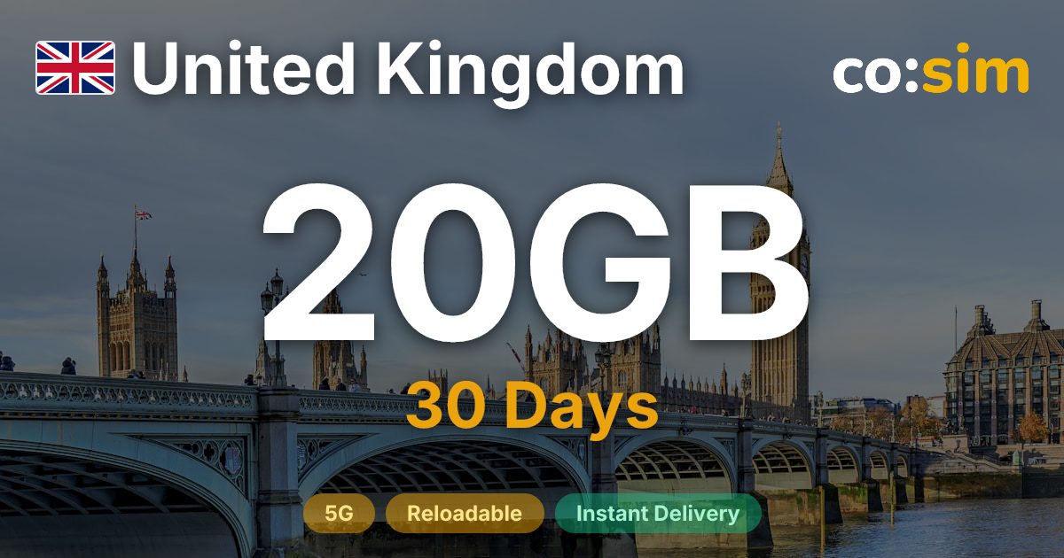 United Kingdom eSIM — 20GB